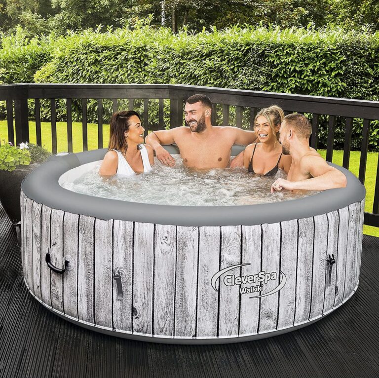 CleverSpa 8334 Waikiki 4 Person Hot tub Including CleverSpa's Unique 365 FreezeGuard Protection Technology, 180cm x 65cm |Water Cap:1120L (Wood)